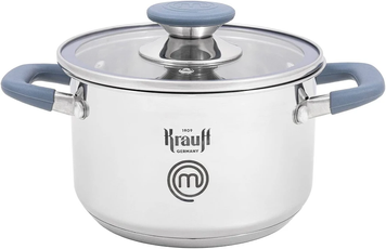 Каструля Krauff PROFI 16 см, 2, 0 л, ск. криш, 304 сталь з силік. оздоблення ручок і кноба підвищенної товшини KRAUFF-000047 фото
